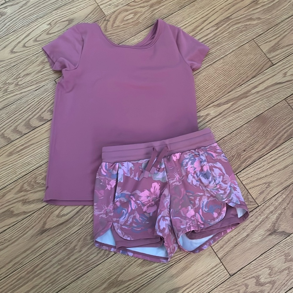 Girls rose pink shorts & shirt set